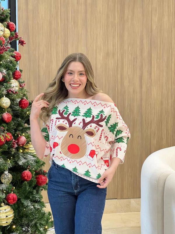 BLUSON ORIANA NAVIDAD RENO BLANCO