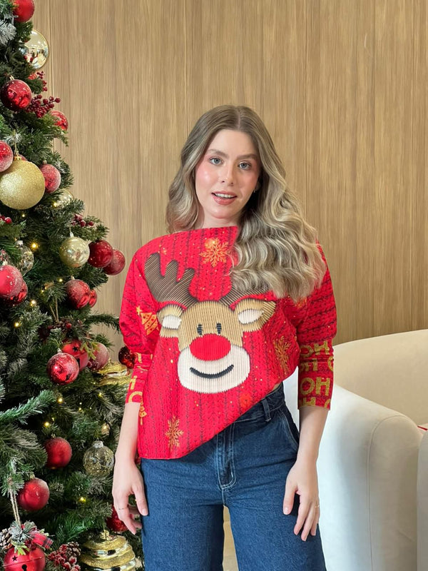 BLUSON ORIANA NAVIDAD ROJO RENO